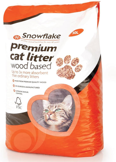 Snowflake Premium Wood Pellet Cat Litter 30L (15kg)