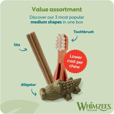 Whimzees Variety Value Pack Dental Chews, Medium, 28 Pack