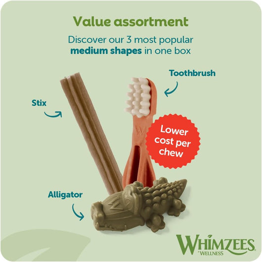 Whimzees Variety Value Pack Dental Chews, Medium, 28 Pack