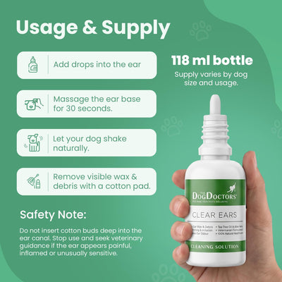 Dog Doctors Clear Ears Solution, 118ml