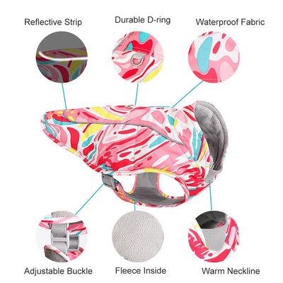 Autumn And Winter Jacket Printed Waterproof Reflective Thickened Pet Clothes eprolo