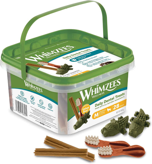 Whimzees Variety Value Pack Dental Chews, Medium, 28 Pack