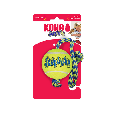 KONG Air Squeaker Tennis Ball w/rope Medium - UK9 Petcare
