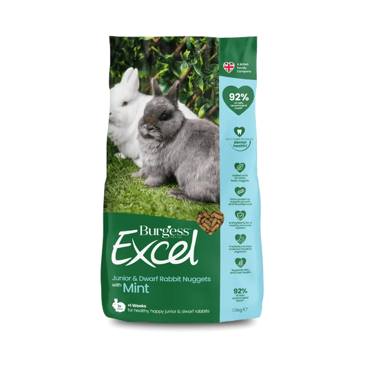 Burgess Excel Junior & Dwarf Rabbit Nuggets with Mint, 1.5kg