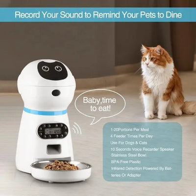 3.5L Automatic Robot Pet Feeder Pet Smart Feeder Stainless Steel Food Tray eprolo