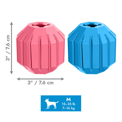 KONG Puppy Activity Ball Medium (7cm) Blue/Pink — dimensions