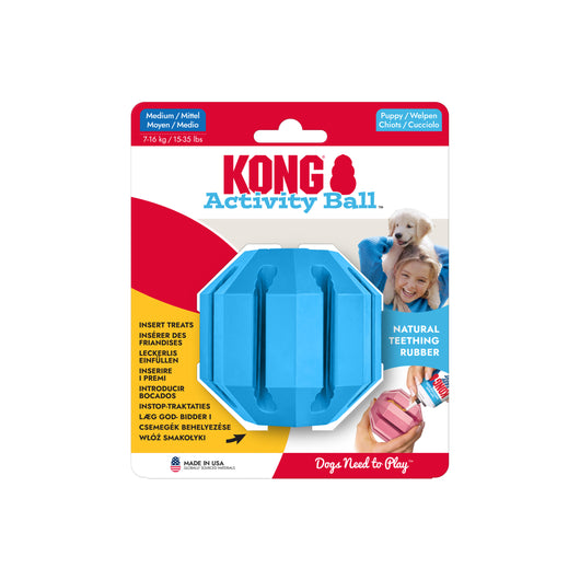 KONG Puppy Activity Ball Medium (7cm) Blue/Pink — packaging