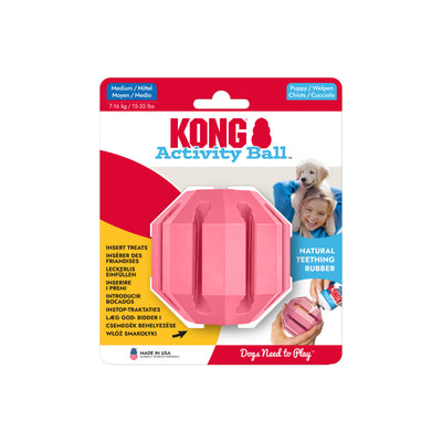 KONG Puppy Activity Ball Medium (7cm) Blue/Pink — packaging