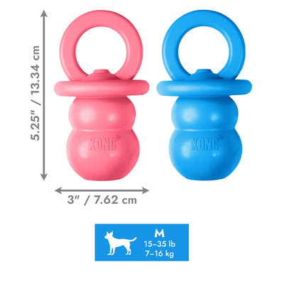 KONG Puppy Binkie Medium (13cm) Blue/Pink — dimensions