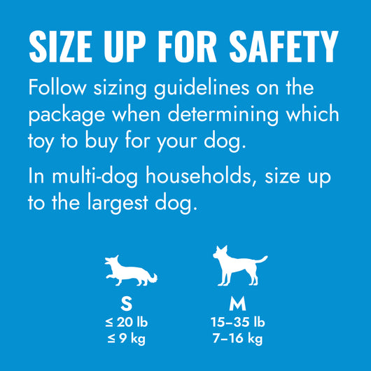 KONG Puppy Binkie Medium (13cm) Blue/Pink — size up for safety