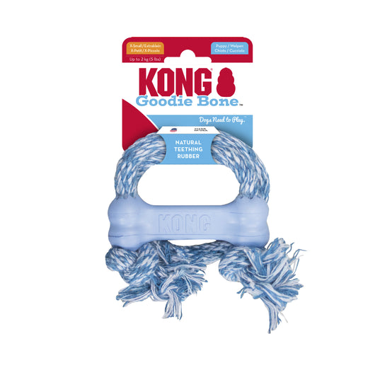 KONG Puppy Goodie Bone w/Rope X-Small Blue/Pink — packaging