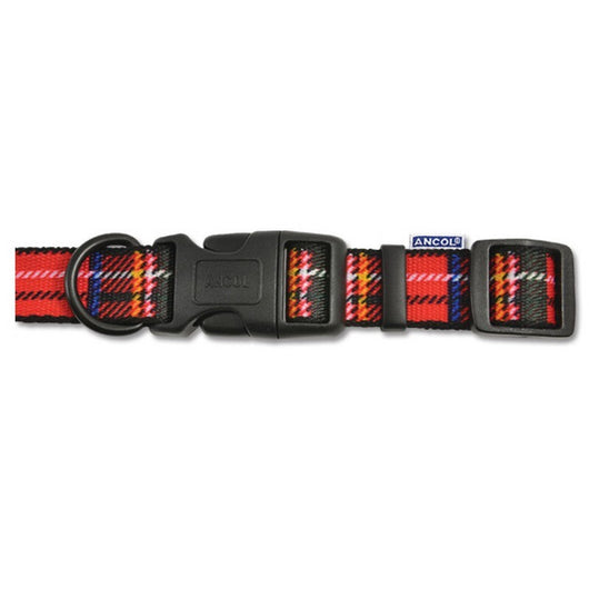 Ancol Tartan Adjustable Red Dog Collar 30 - 50cm Ancol