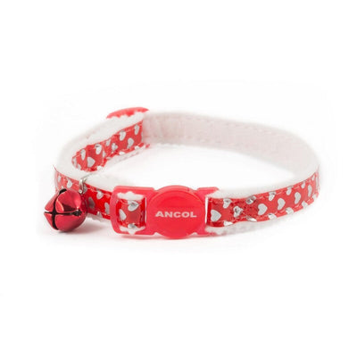 Ancol Reflective Gloss Red Hearts Cat Collar Ancol
