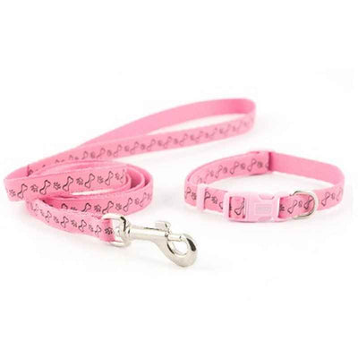 Ancol Small Bite Paw n Bone Collar & Lead Set Pink Ancol