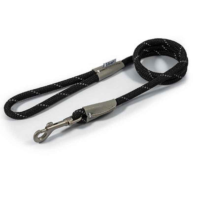 Ancol Viva Rope Reflective Snap Lead Black 10mm x 1.07m Ancol