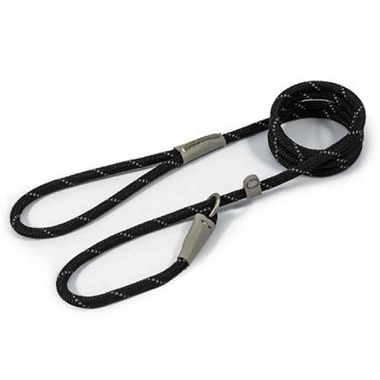 Ancol Viva Rope Reflective Slip Lead Black 8mm x 1.5m Ancol
