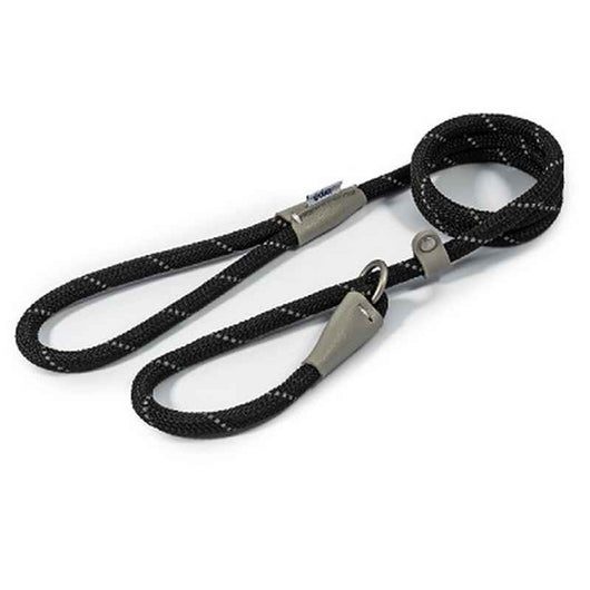 Ancol Viva Rope Reflective Slip Lead Black 10mm x 1.2m Ancol