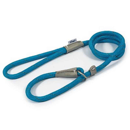 Ancol Viva Rope Reflective Slip Lead Blue 10mm x 1.2m Ancol