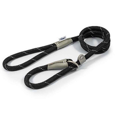 Ancol Viva Rope Reflective Slip Lead Black 12mm x 1.2m Ancol