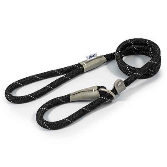 Ancol Viva Rope Reflective Slip Lead Black 12mm x 1.5m Ancol