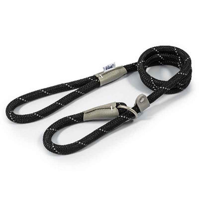 Ancol Viva Rope Reflective Slip Lead Black 12mm x 1.5m Ancol