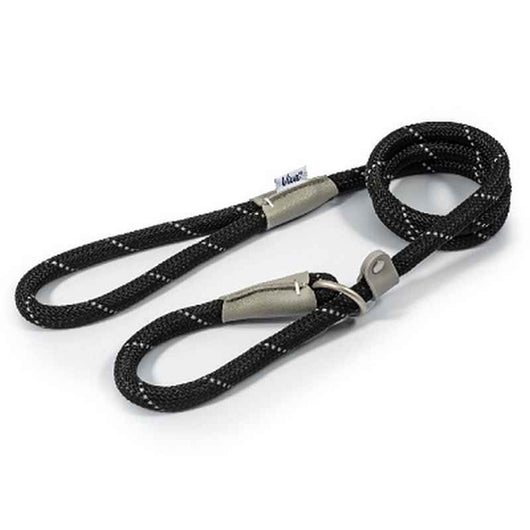 Ancol Viva Rope Reflective Slip Lead Black 12mm x 1.5m Ancol