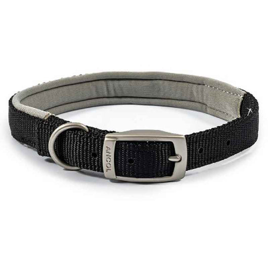 Ancol Viva Padded Buckle Collar Black 39-48cm Ancol