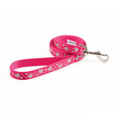 Ancol Heart Reflective Pink Dog Lead 1m x 1.9cm Ancol