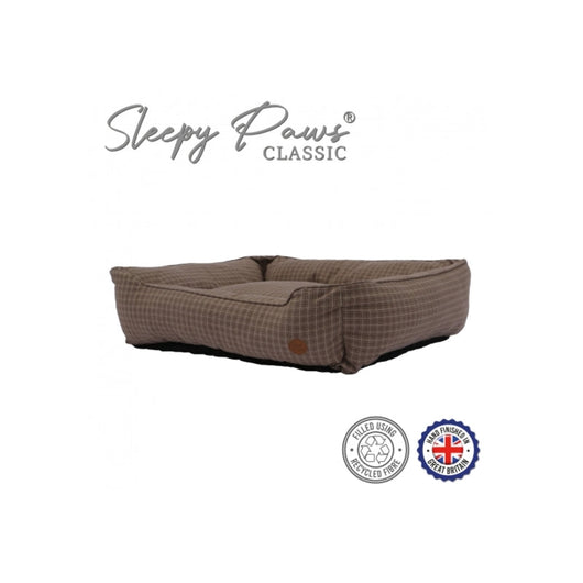 Ancol Sleepy Paws Classic Brown Check Square Bed Extra Large 84cm x 105cm Ancol