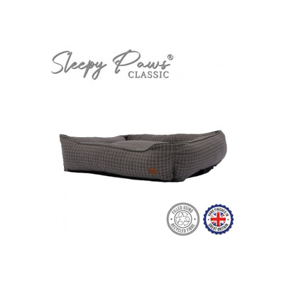 Ancol Sleepy Paws Classic Grey Check Square Bed Large 78cm x 90cm Ancol