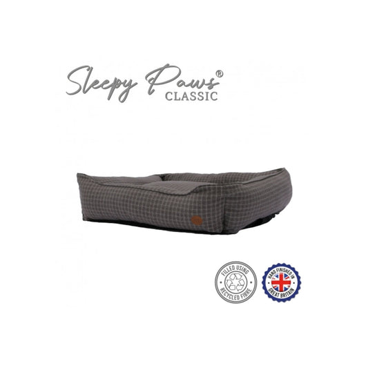 Ancol Sleepy Paws Classic Grey Check Square Bed Large 78cm x 90cm Ancol
