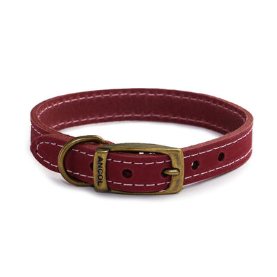 Ancol Heritage Timberwolf Raspberry Leather Dog Collar 20 - 26 cm Ancol