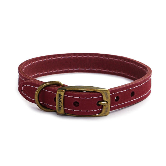 Ancol Heritage Timberwolf Raspberry Leather Dog Collar 45 - 54 cm Ancol