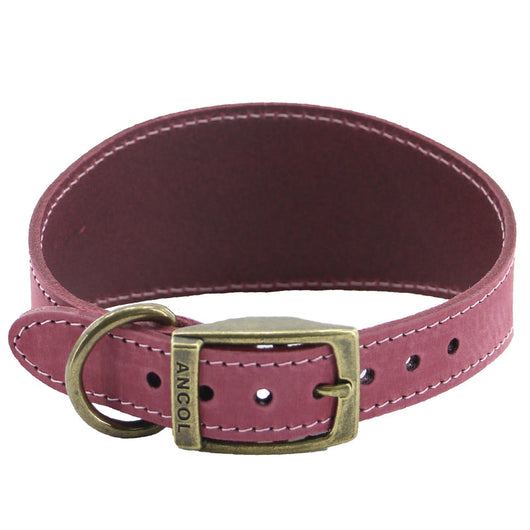 Ancol Heritage Collection Timberwolf Leather Greyhound Collar Raspberry 34-43cm Ancol