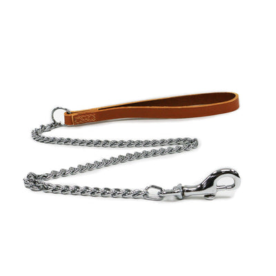 Ancol Classic Collection Leather Chain Lead Medium Tan 80cm Ancol