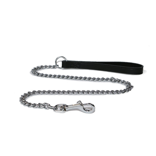 Ancol Classic Collection Leather Chain Lead Medium Black 80cm Ancol