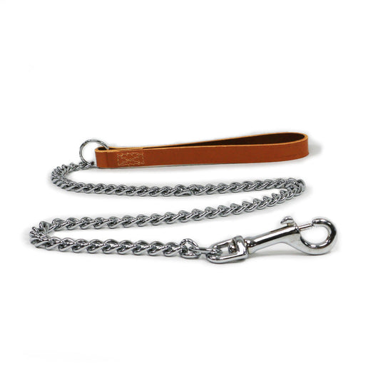 Ancol Classic Collection Leather Chain Lead Heavy Tan 90cm Ancol