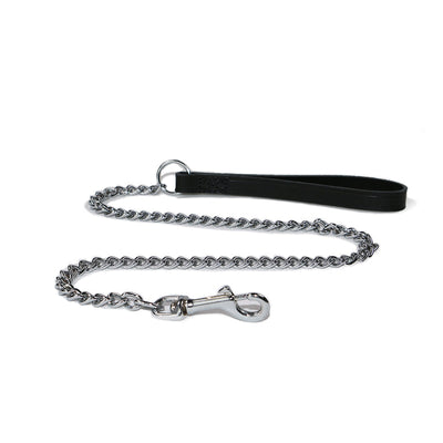 Ancol Classic Collection Leather Chain Lead Heavy Black 90cm Ancol