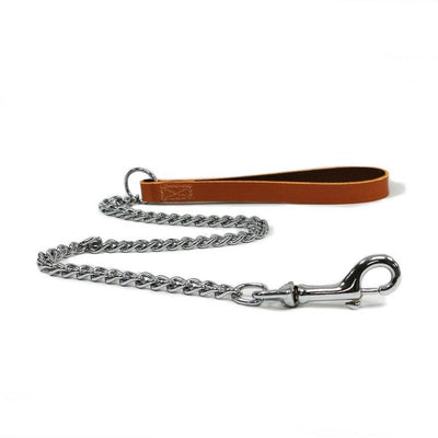Ancol Classic Collection Leather Chain Lead Heavy Tan 80cm Ancol