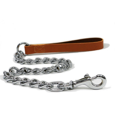 Ancol Classic Collection Leather Chain Lead Extra Heavy Tan 80cm Ancol