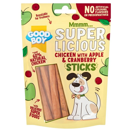 Good Boy Superlicious Chicken with Apple & Cranberry Sticks 100g x 12 Good Boy