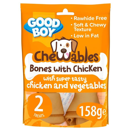 Good Boy Chewables Rawhide Free Chicken Medium Bones 2pk 158g x 8 Good Boy