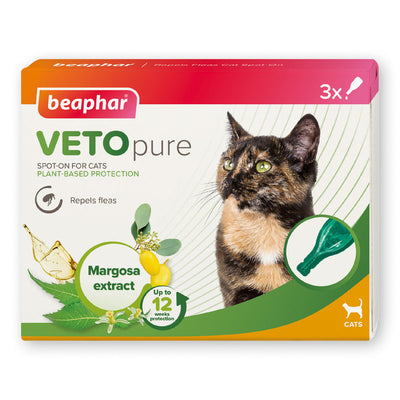 Beaphar Cat VETOpure Spot On Repels Fleas 12 Week 3 pipettes x 6 Beaphar