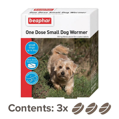 Beaphar One Dose Worming Tablets Small Dog & Puppy (up to 6kg) 3 Tablets x 6 Beaphar