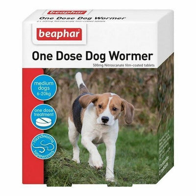 Beaphar One Dose Worming Tablet for Dogs (6-20kg) 2 Tablets x 6 Beaphar