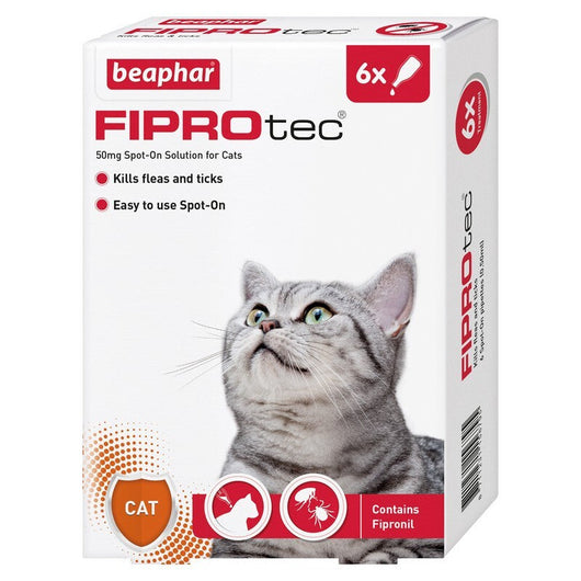 Beaphar FIPROtec Flea & Tick Spot On for Cats 6 pipettes x 6 Beaphar