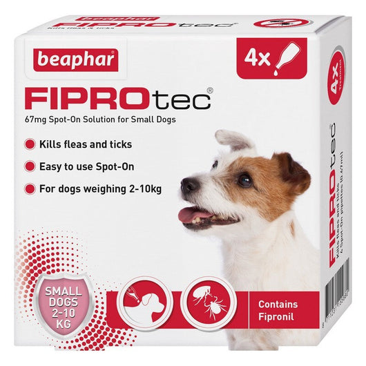 Beaphar FIPROtec Flea & Tick Spot On for Small Dogs (2-10kg) 4 pipettes x 6 Beaphar