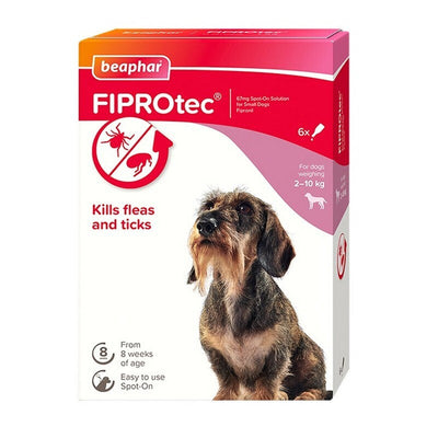 Beaphar FIPROtec Flea & Tick Spot On for Small Dogs (2-10kg) 6 pipettes x 6 Beaphar
