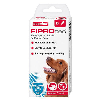 Beaphar FIPROtec Flea & Tick Spot On for Medium Dogs (10-20kg) 1 pipette x 6 Beaphar