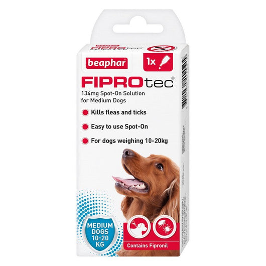 Beaphar FIPROtec Flea & Tick Spot On for Medium Dogs (10-20kg) 1 pipette x 6 Beaphar